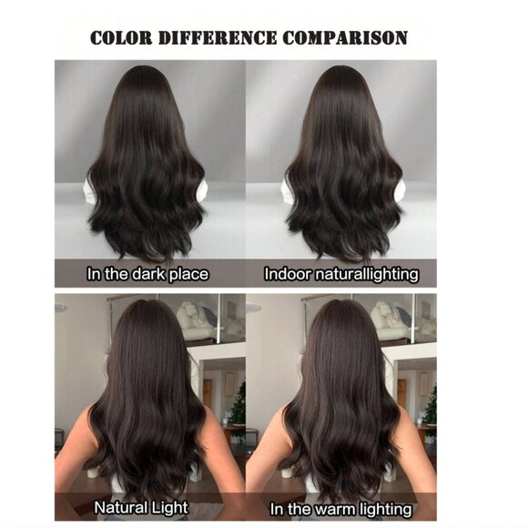 Chocolate Brown Wavy Wig with bangs Natural Luxury look - Picture 13 of 15